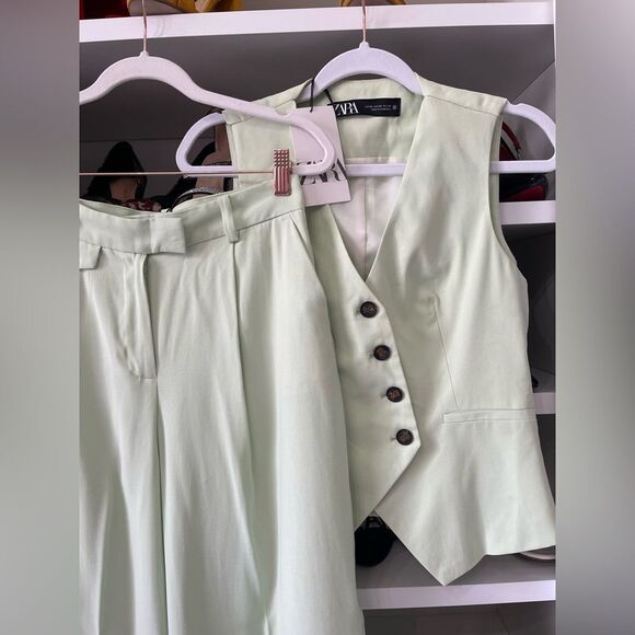NWT Zara Women's light Green Suit size XS - Picture 12 of 15